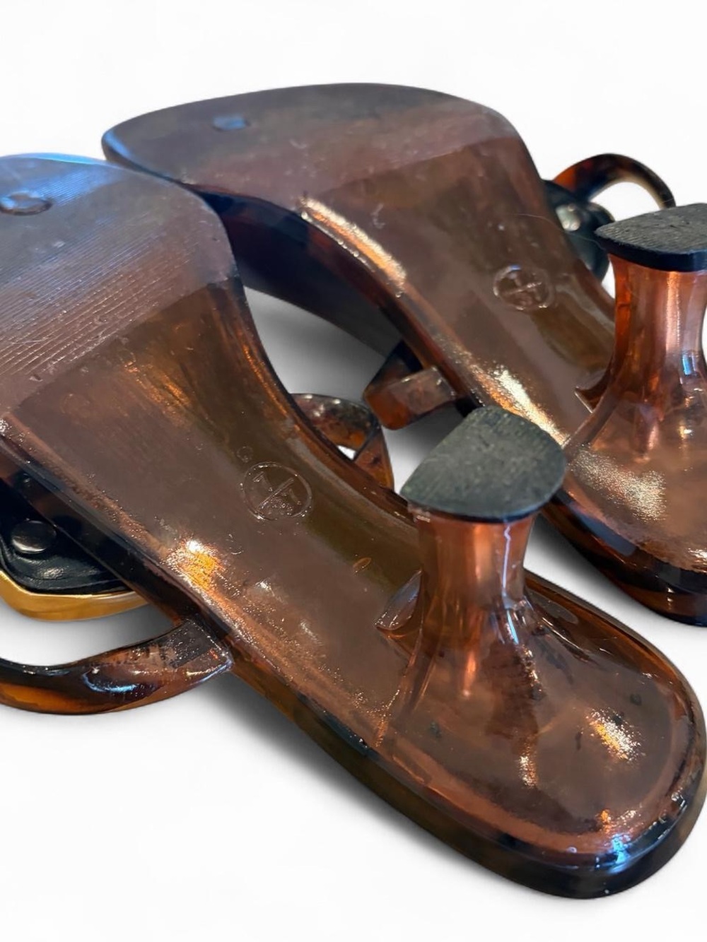 Jeffery Campbell Linq Slide Sandal Brown Shiny Gold W7 - Picture 6 of 7